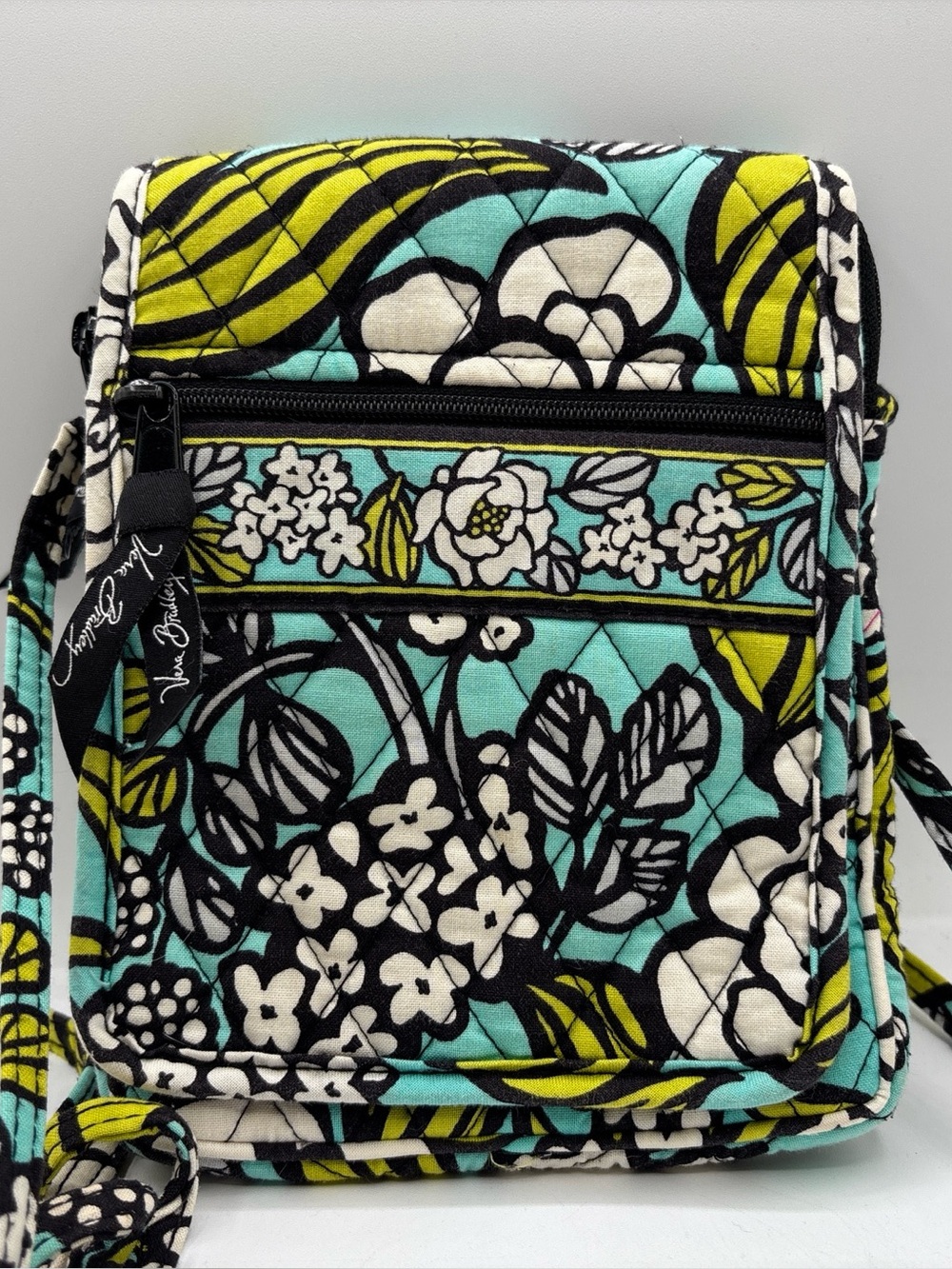 Vera Bradley Island Blooms Women’s Green/White Quilted Cotton Mini Hipster Bag